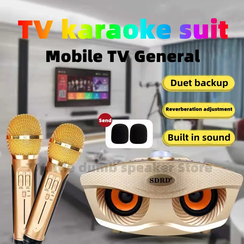 Owl Home KTV Wireless Microphone Ultra Long Range High Power Multifunctional Bluetooth Audio Integrated Machine Dual Choir Speec