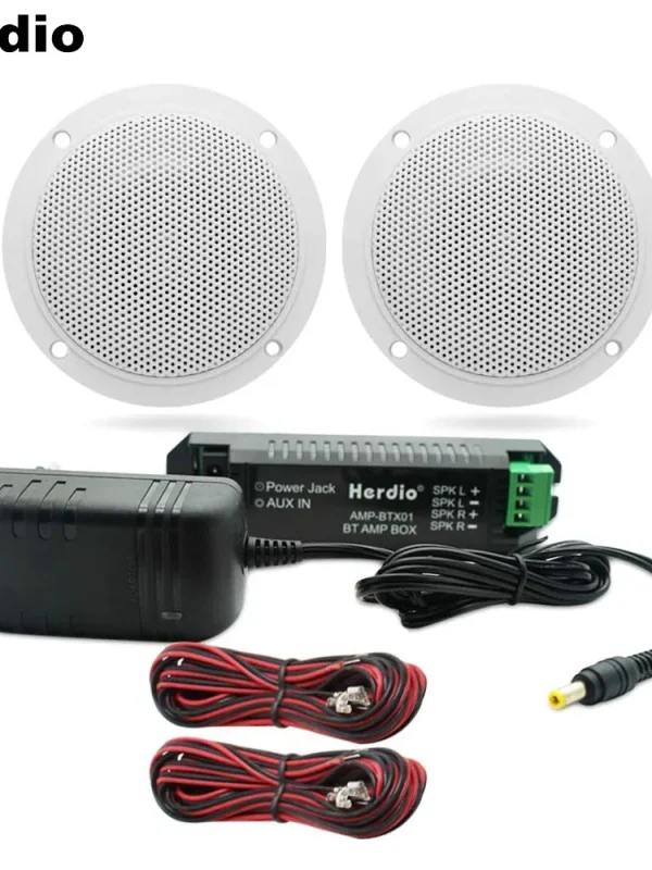 Herdio 4 Inch 160W Bluetooth Ceiling Speakers Kit Waterproof LoadSpeaker For Bathroom Home Kitchen Outdoor Boat ATV UTV