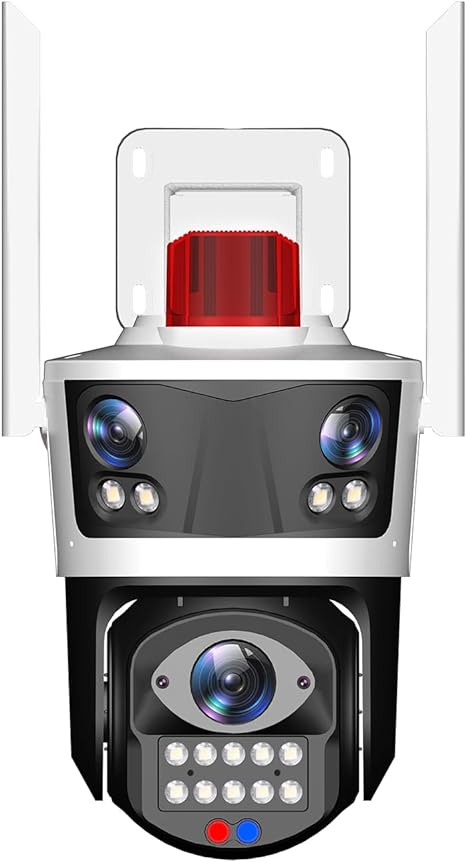 APP 6MP Triple Lens Camera WiFi 2.4Ghz 5Ghz Pan/Tilt/Zoom Auto Tracking Human Detection Color Night Outdoor Security IP65 Waterproof 24/7 Recording (C30CN)