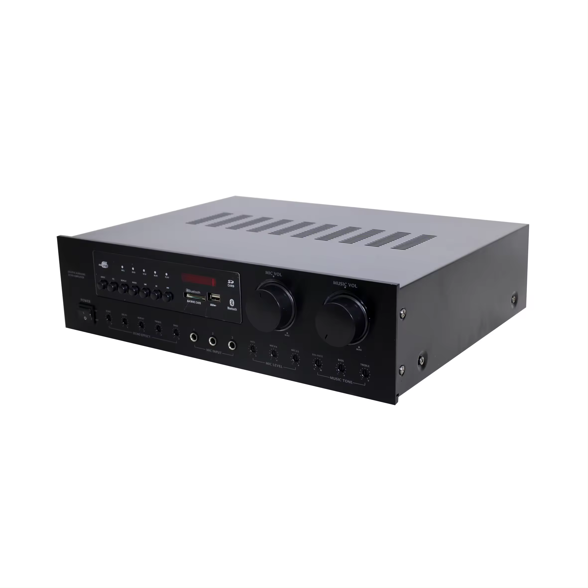 Professional Bluetooth 2*100W Ohm 2.0 Power Amplifier Audio with Built in MP3 for Smart Home Theater System Speaker